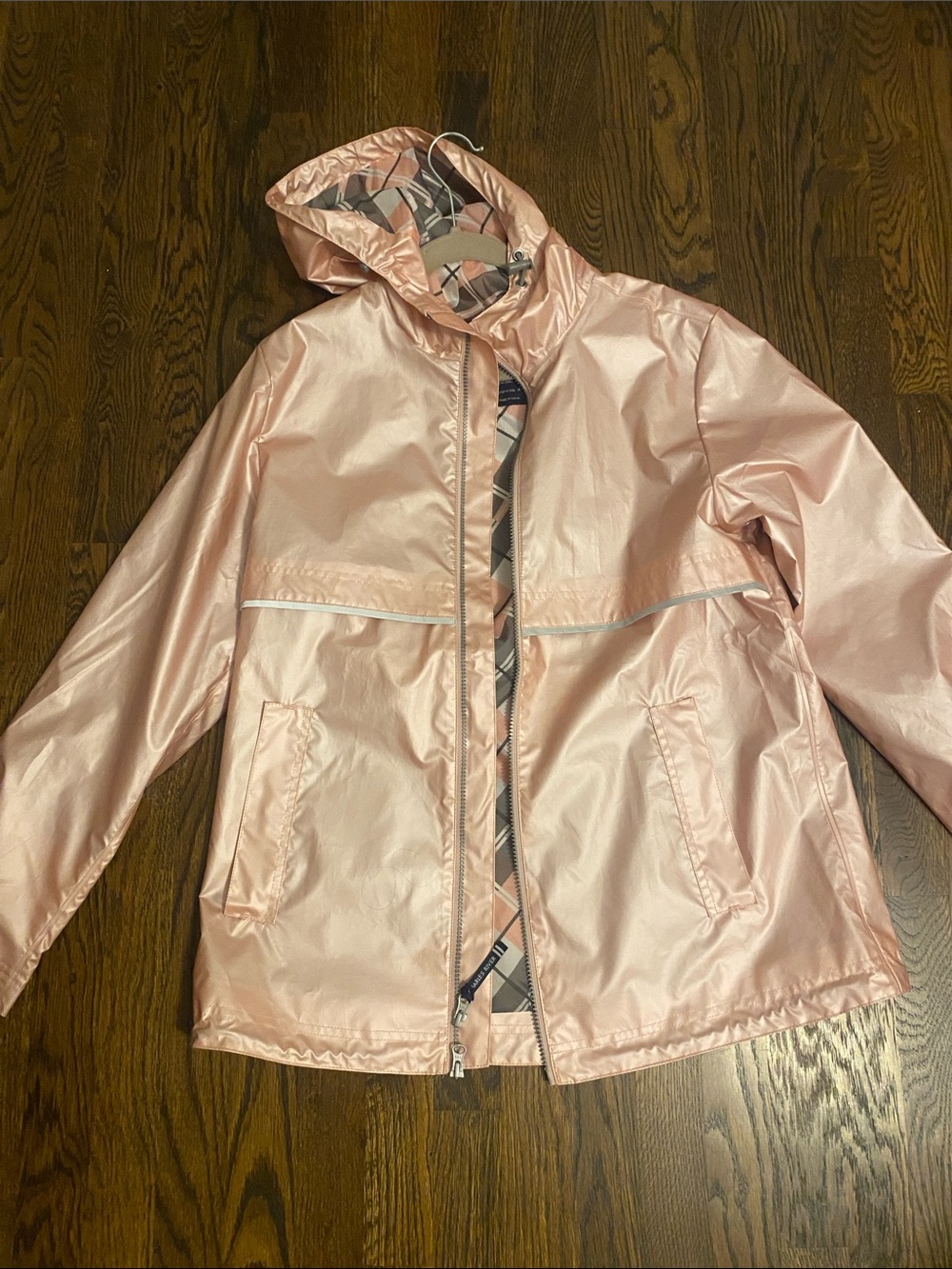 Charles River Apparel Metallic Rose Pink Hooded Raincoat